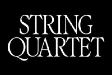 STRING QUARTET WHITE TEXT ON BLACK BACKGROUND