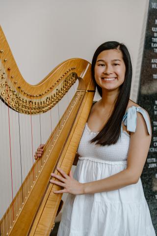 Claire Learned with harp
